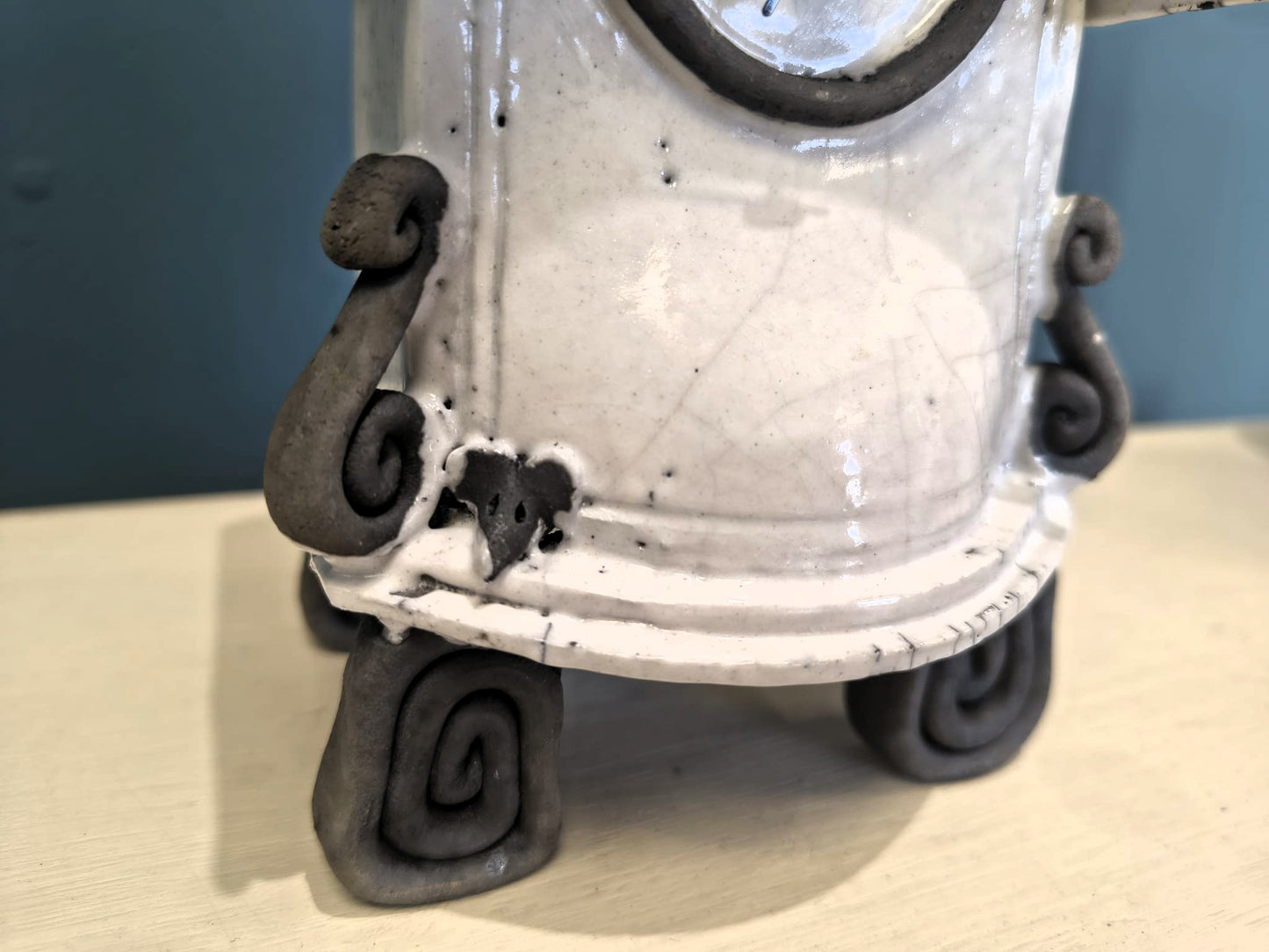 Stonesplitter- Small White Raku Clock