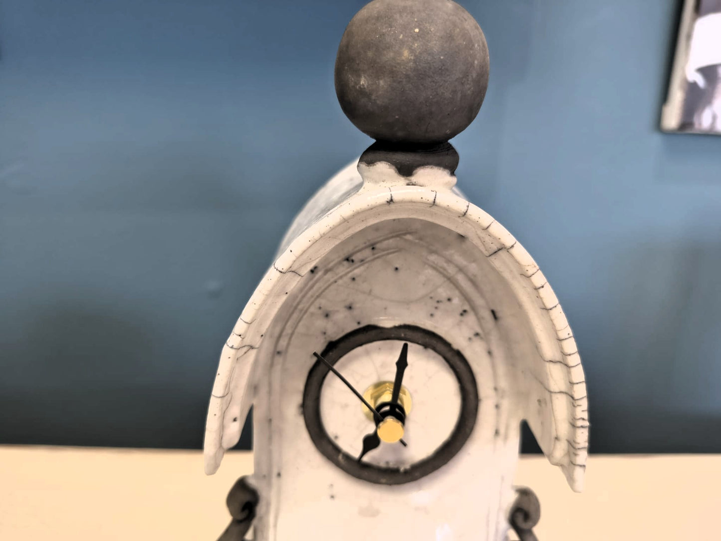 Stonesplitter- Small White Raku Clock