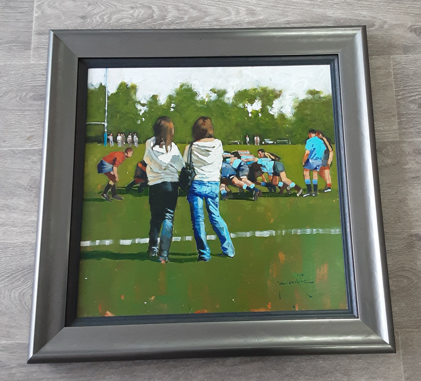 John Haskins art- 'The Supporters Club', Original Oil on Board, Framed