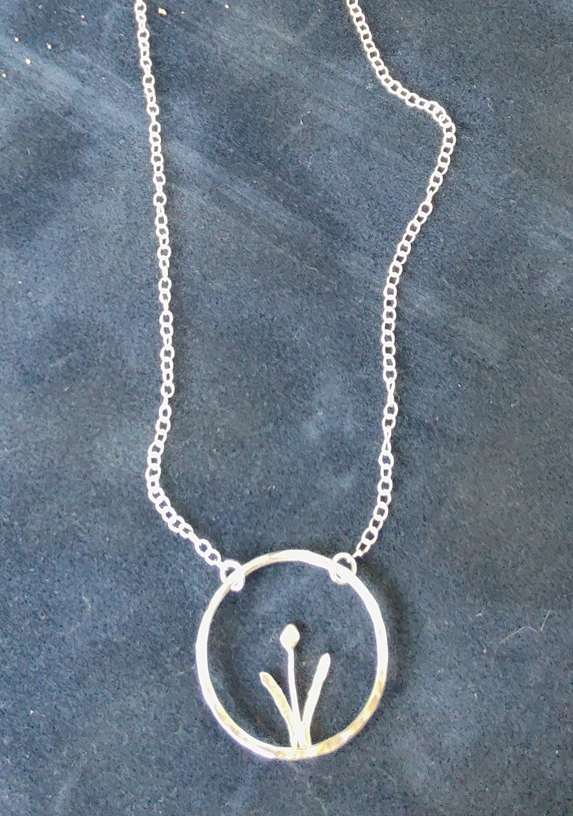 Zoe Ruth- Silver Open Circle  Spring Flower Necklace - Primrose Gallery and Framing