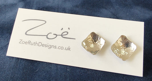 Zoe Ruth- Silver Square Hammered Cup Studs