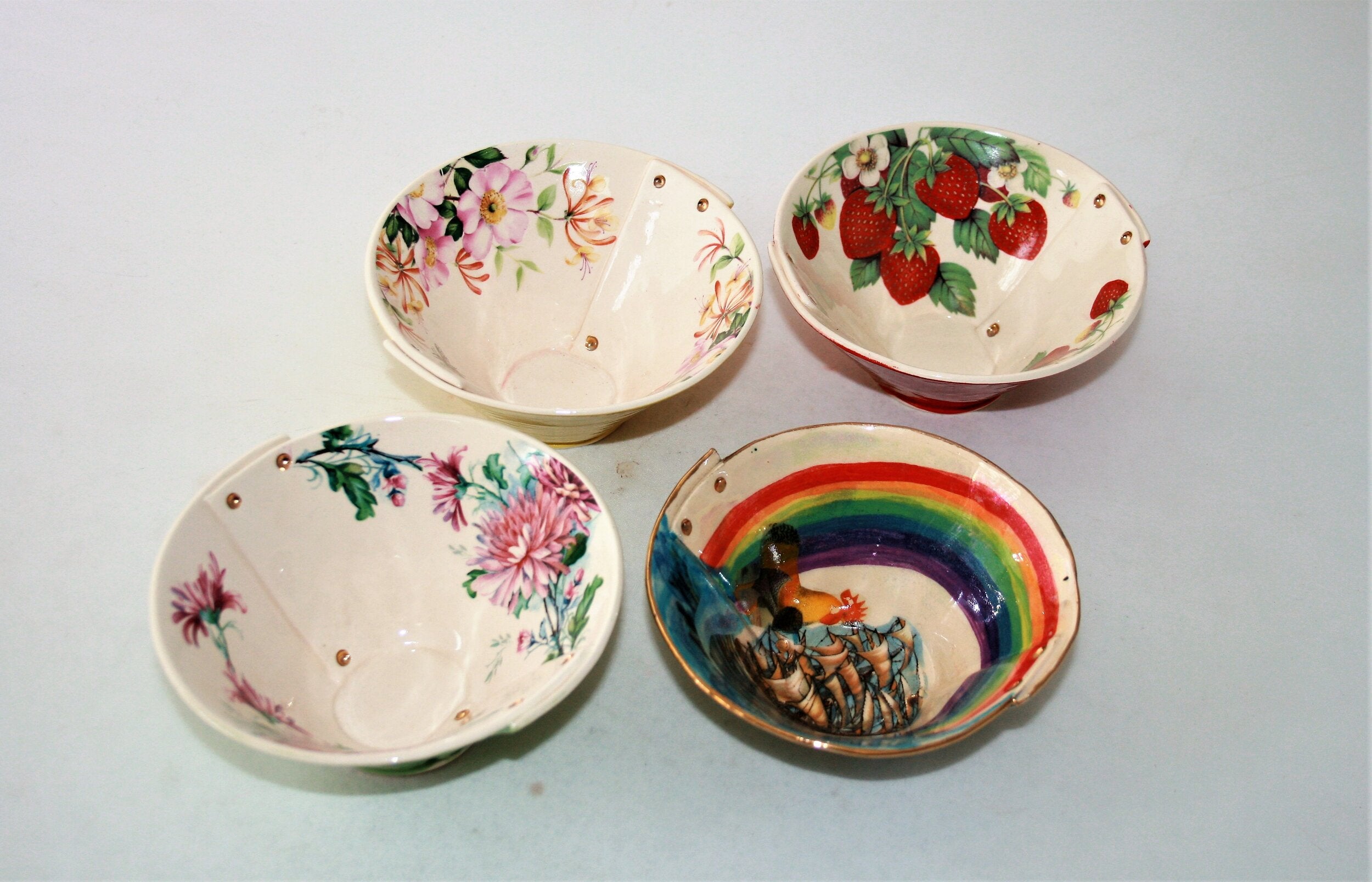 Vanessa Conyers- Pink and Green Floral Bowl - Primrose Gallery