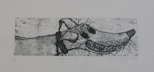 Alison Read - Original Aquatint of a smiling dog- Laughing Lily