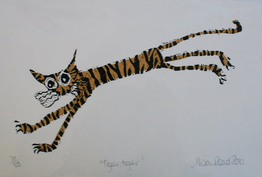 Alison Read - Cartoon tiger screen print- "Tiger Tiger"