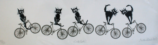 Alison Read - Cat on bike- Screen print- "Trick Cats"