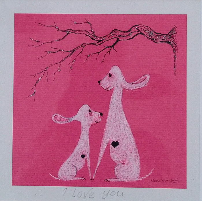 Jane Warwick -I Love You, Mounted Ltd Edition Hand Embellished Print
