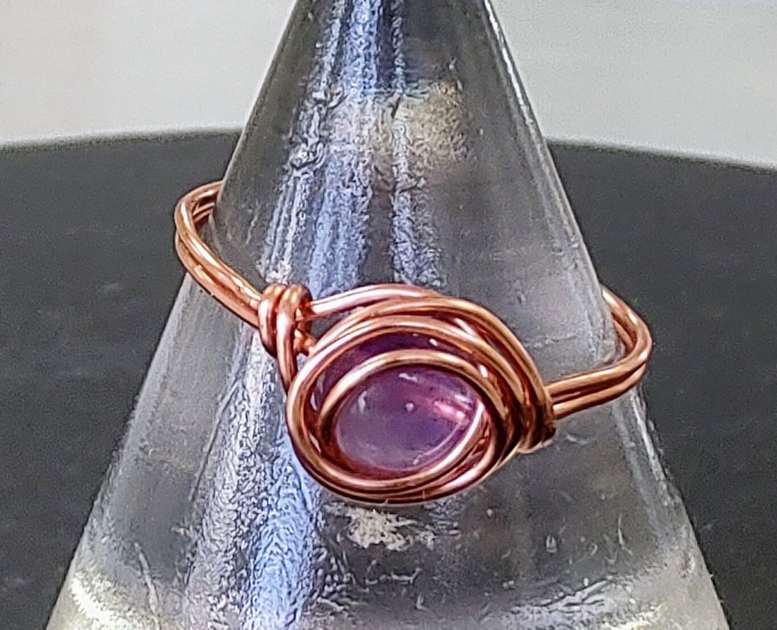 Zoe Ruth- Silver or Copper Wire Gemstone Ring - Primrose Gallery and Framing