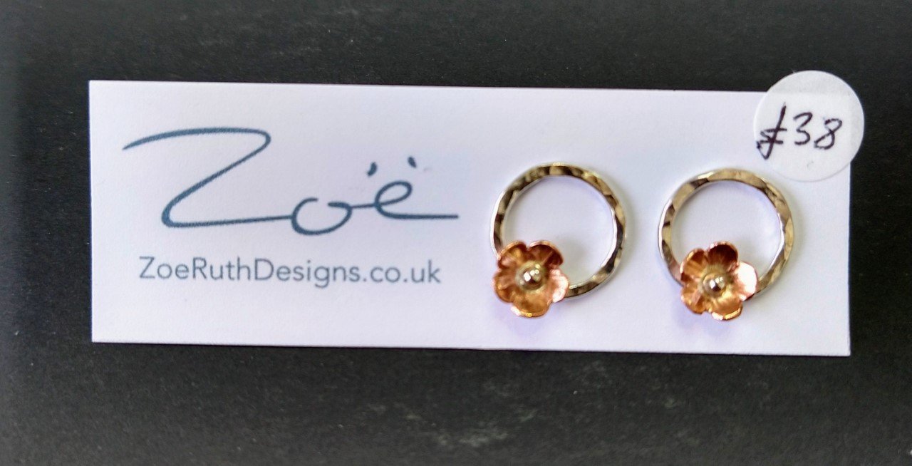 Zoe Ruth- Silver open Circle and Flower Studs - Primrose Gallery