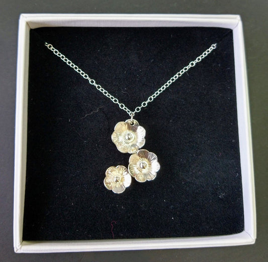 Zoe Ruth- Silver Triple Blossom Necklace - Primrose Gallery