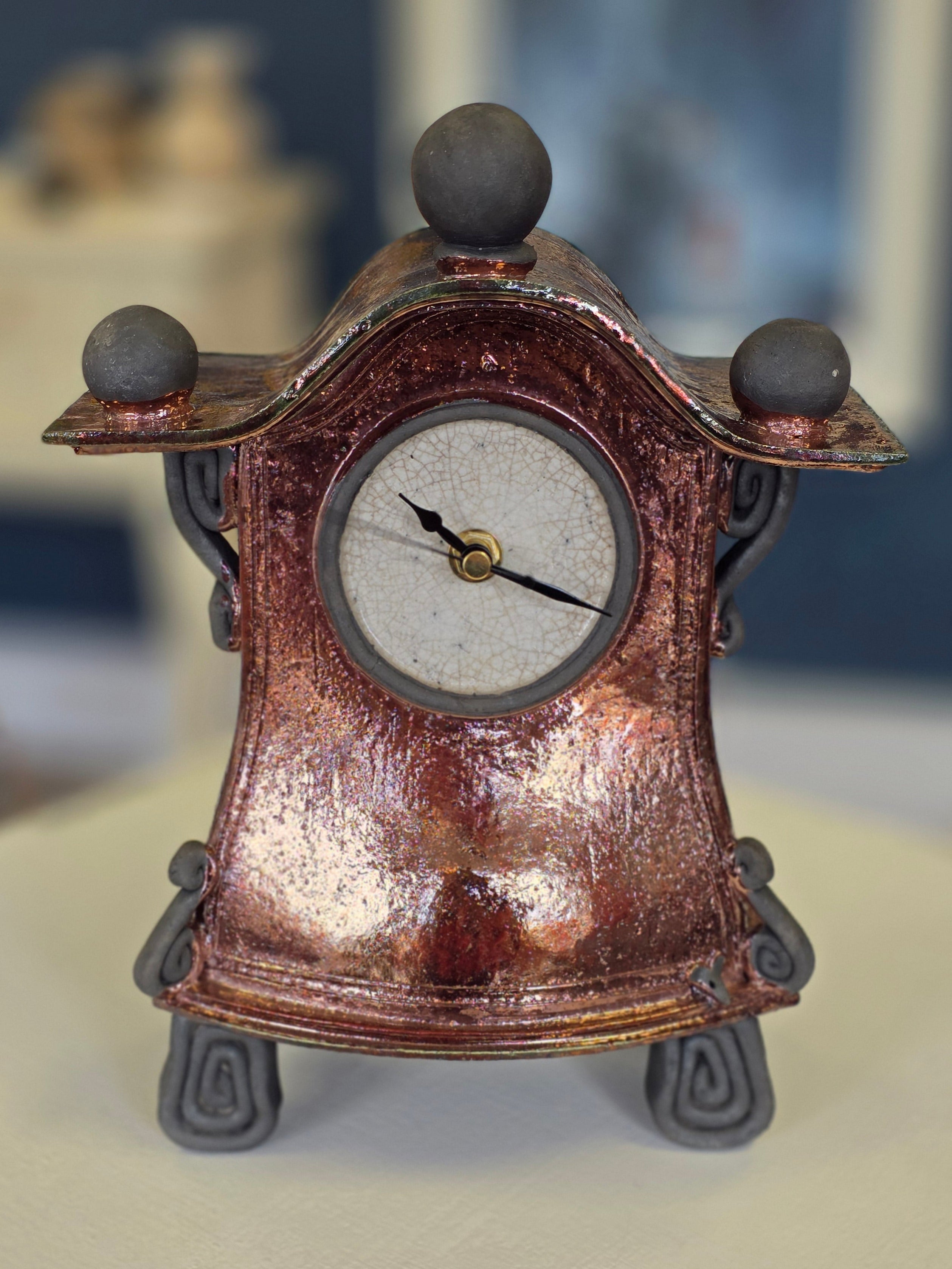 Stonesplitter - Medium Copper Raku Clock - Primrose Gallery and Framing 