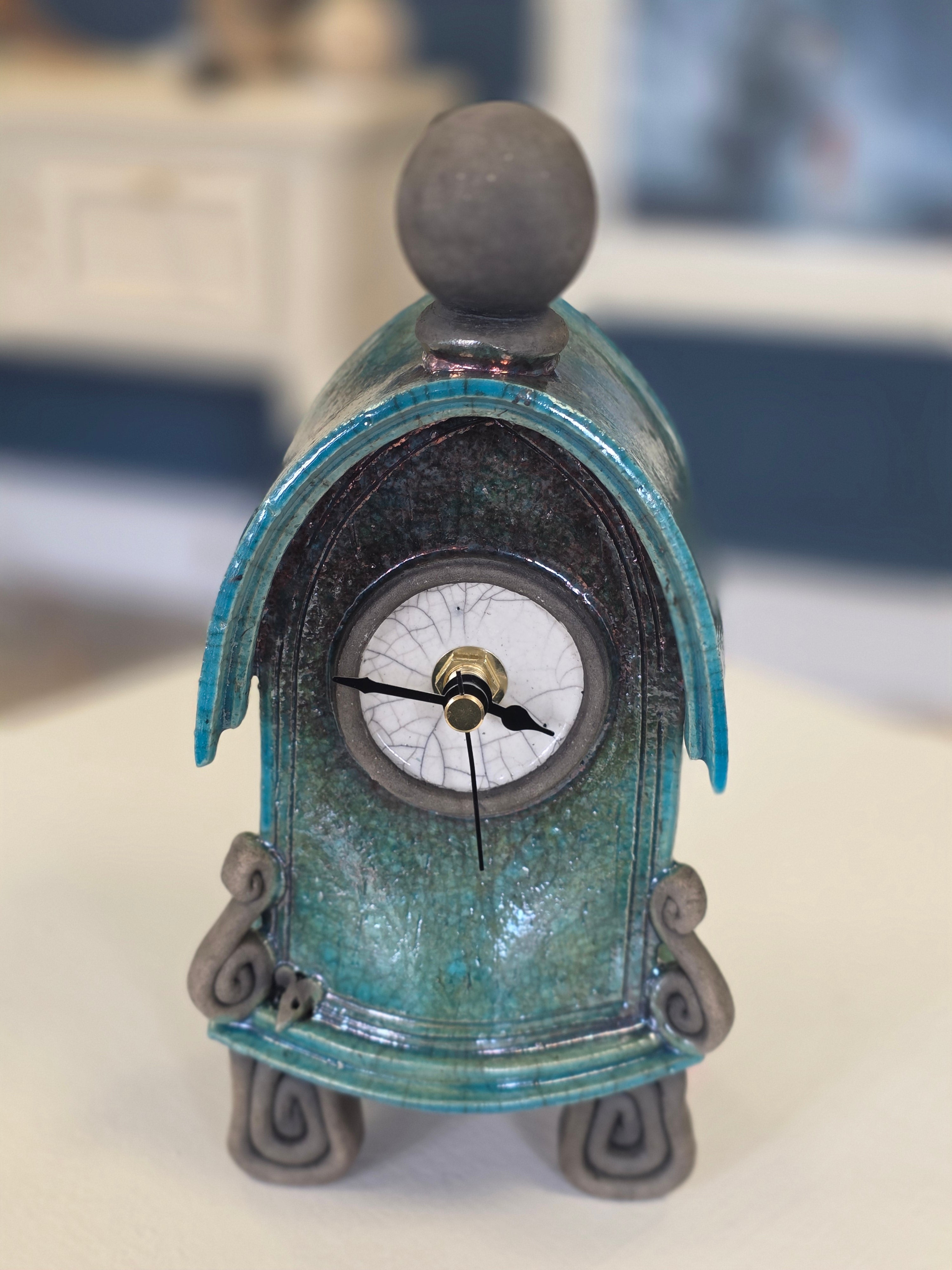 Stonesplitter - Small Turquoise Raku Clock - Primrose Gallery and Framing 
