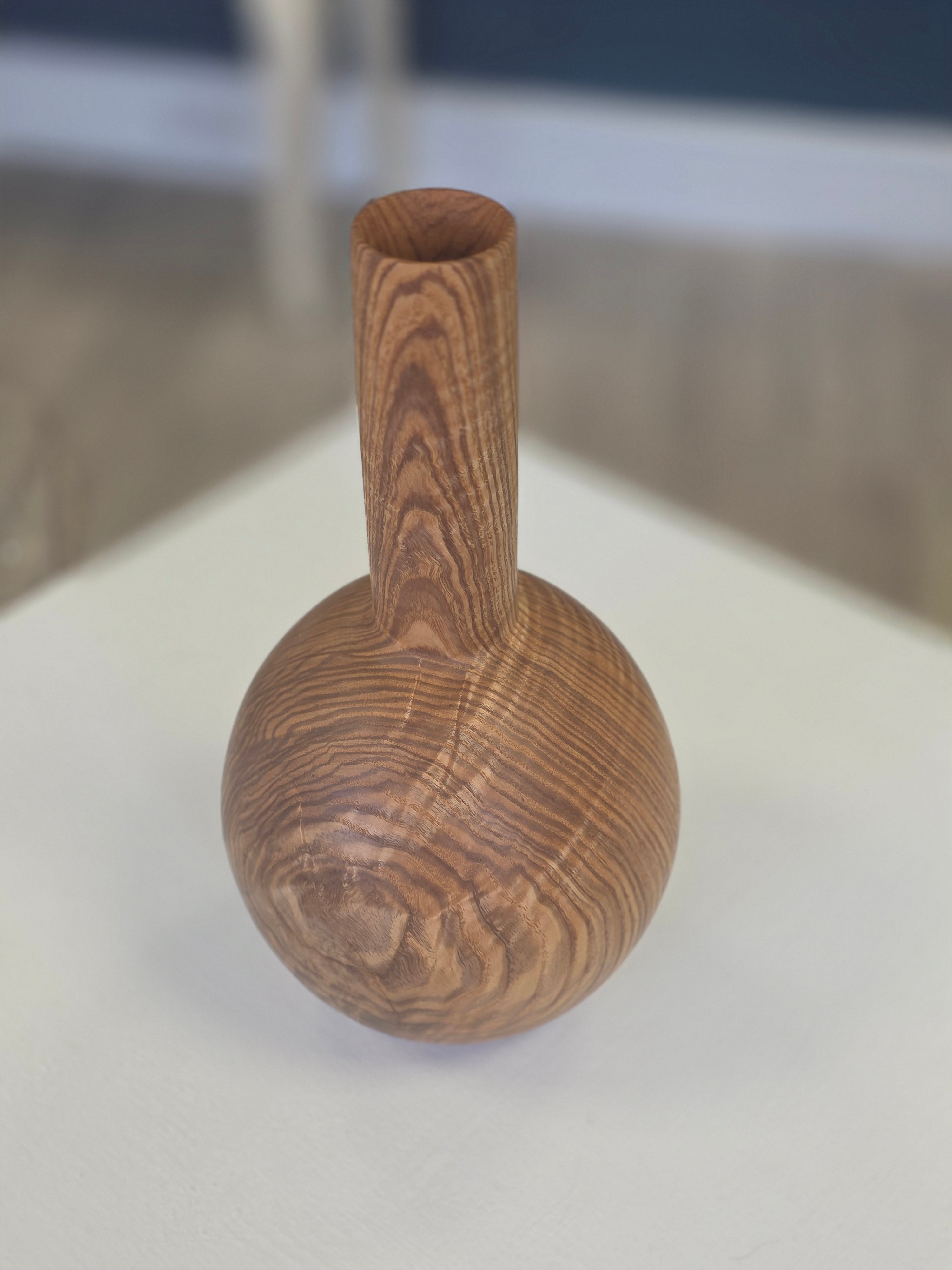 Jack Astbury - Ash Hand Turned narrow neck Vase - Primrose Gallery and Framing 