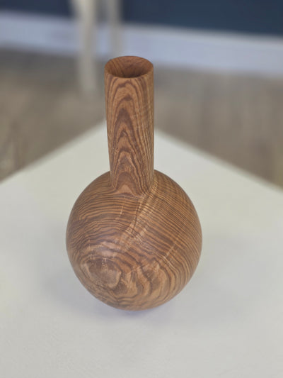 Jack Astbury - Ash Hand Turned narrow neck Vase - Primrose Gallery and Framing 