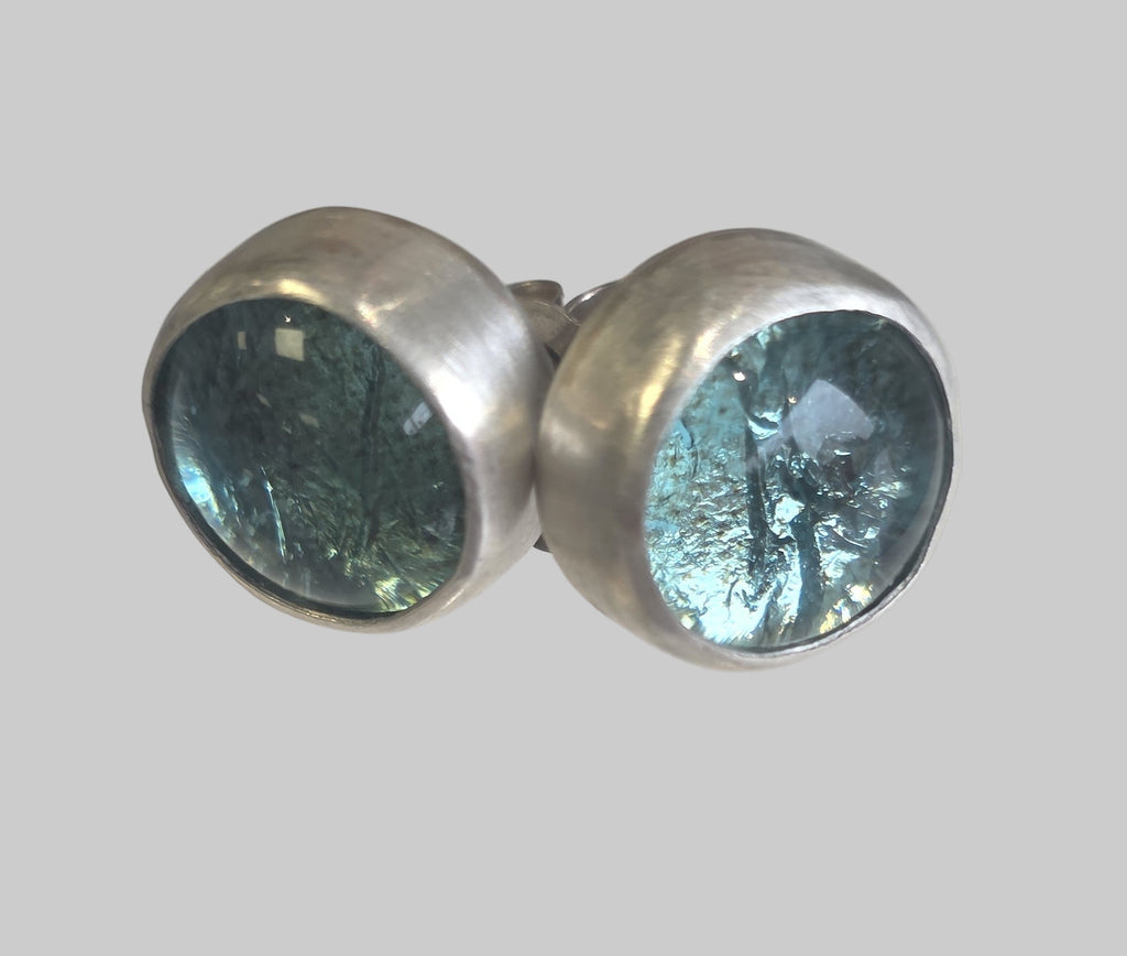Tracy Chamberlain - Turquoise Glass and Silver Stud Earrings