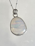 Tracy Chamberlain -Rainbow Moonstone Glass Pendant With Silver Chain