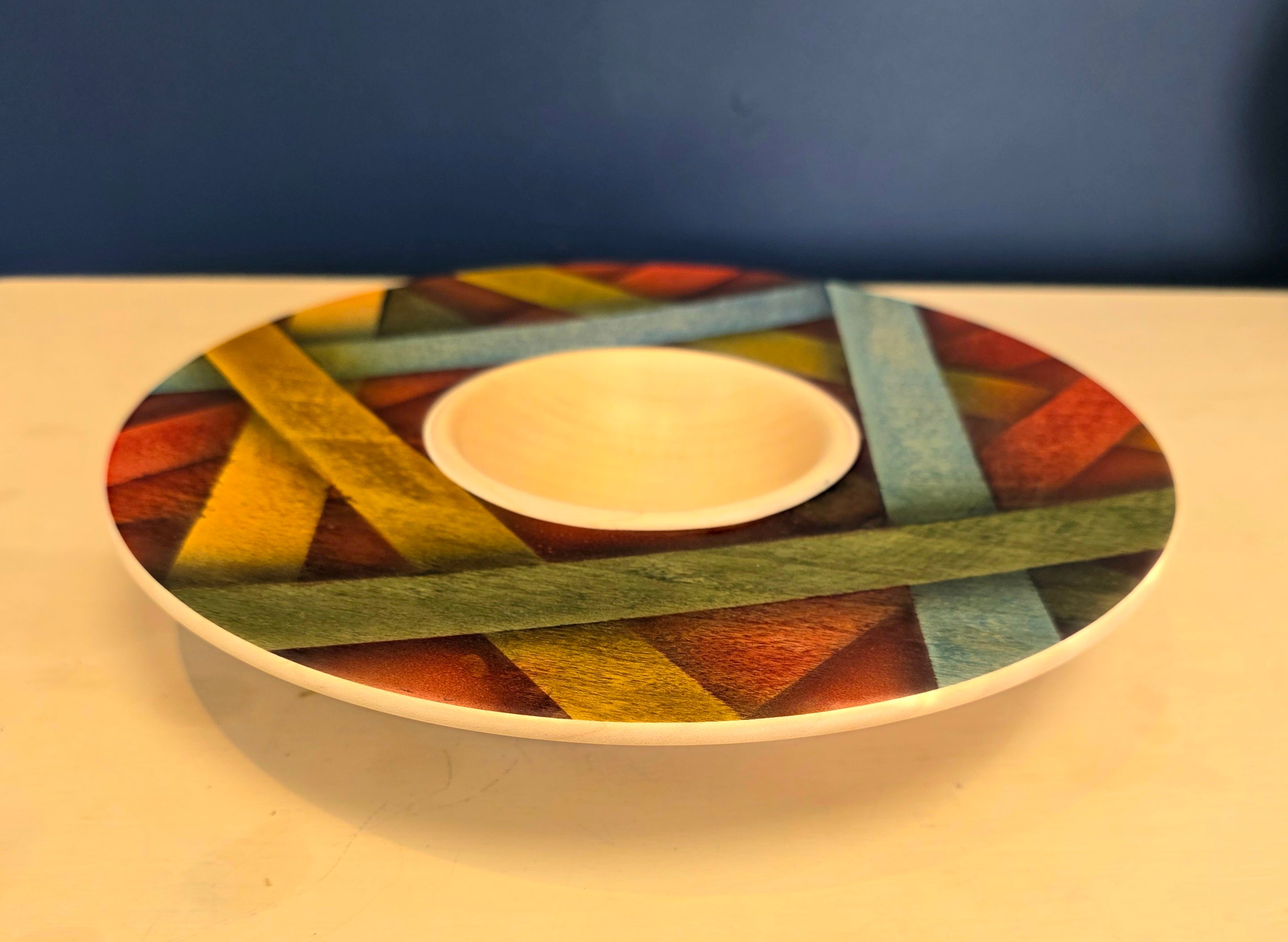 Ravi's Wood Turning - Colour Band Plate - Primrose Gallery and Framing 
