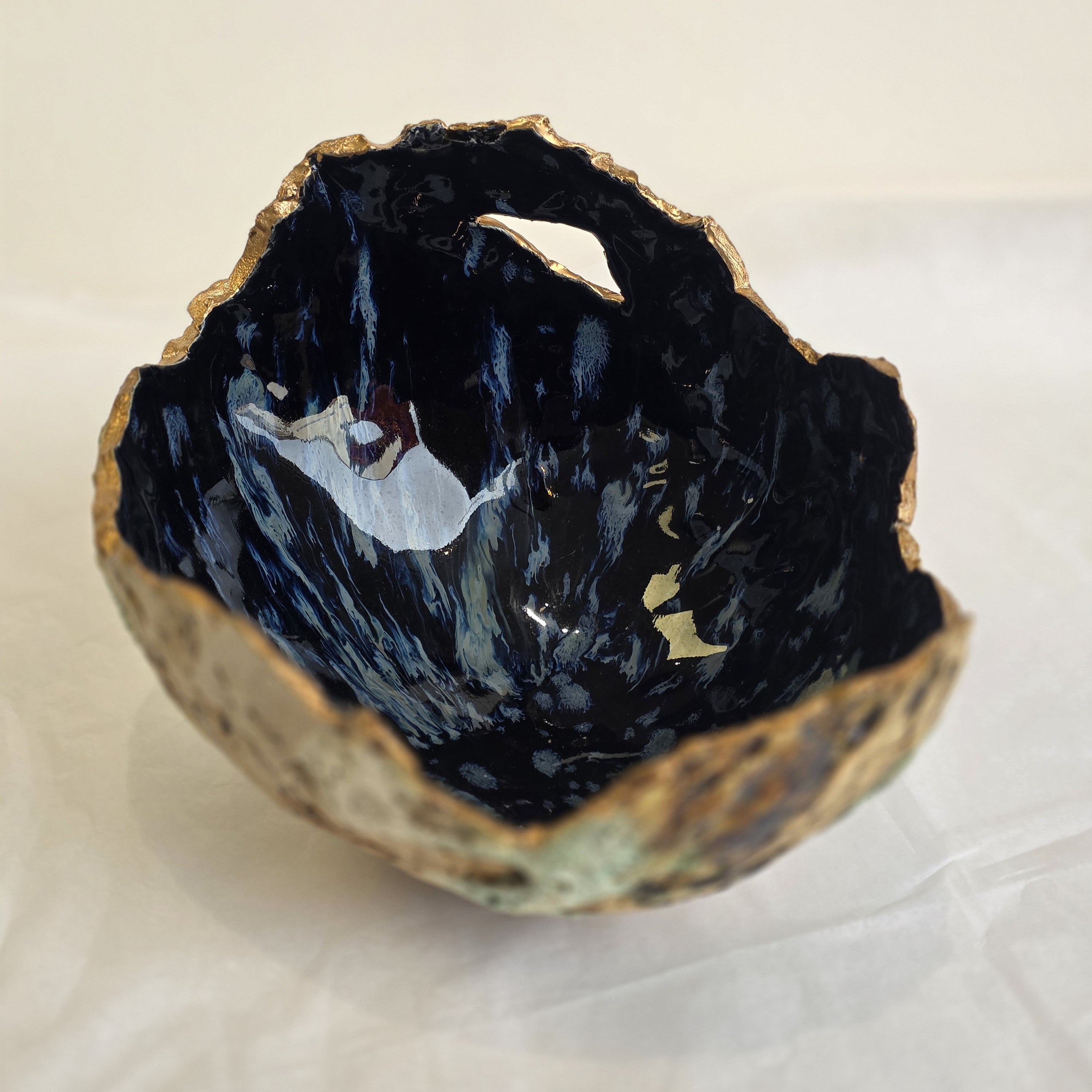 Emma Saul - Black Hole Textured Ceramic Bowl, Medium