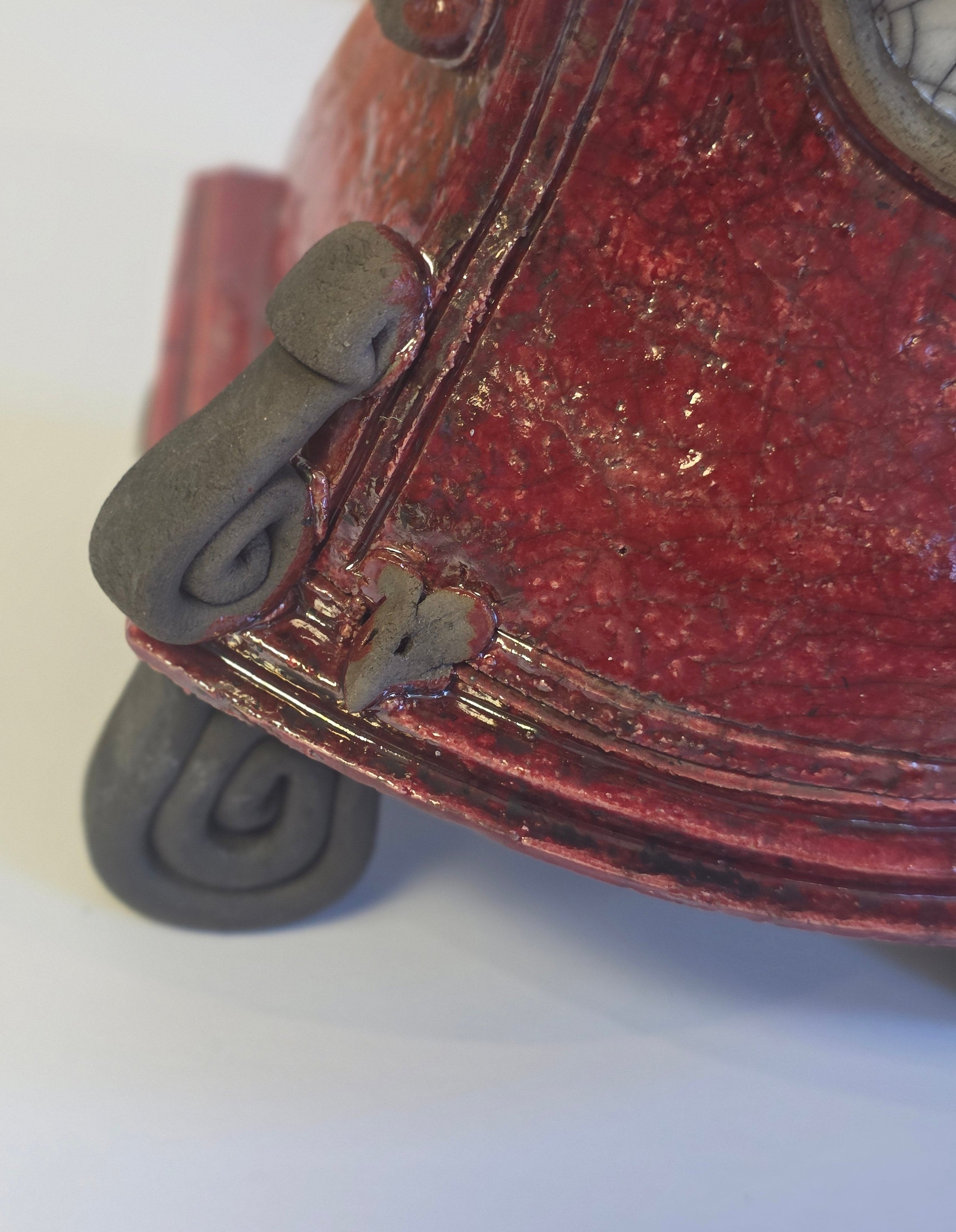 Stonesplitter - Small Red Raku Clock