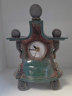Stonesplitter - Small Dark Green and Copper Raku Clock