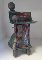 Stonesplitter - Small Dark Green and Copper Raku Clock