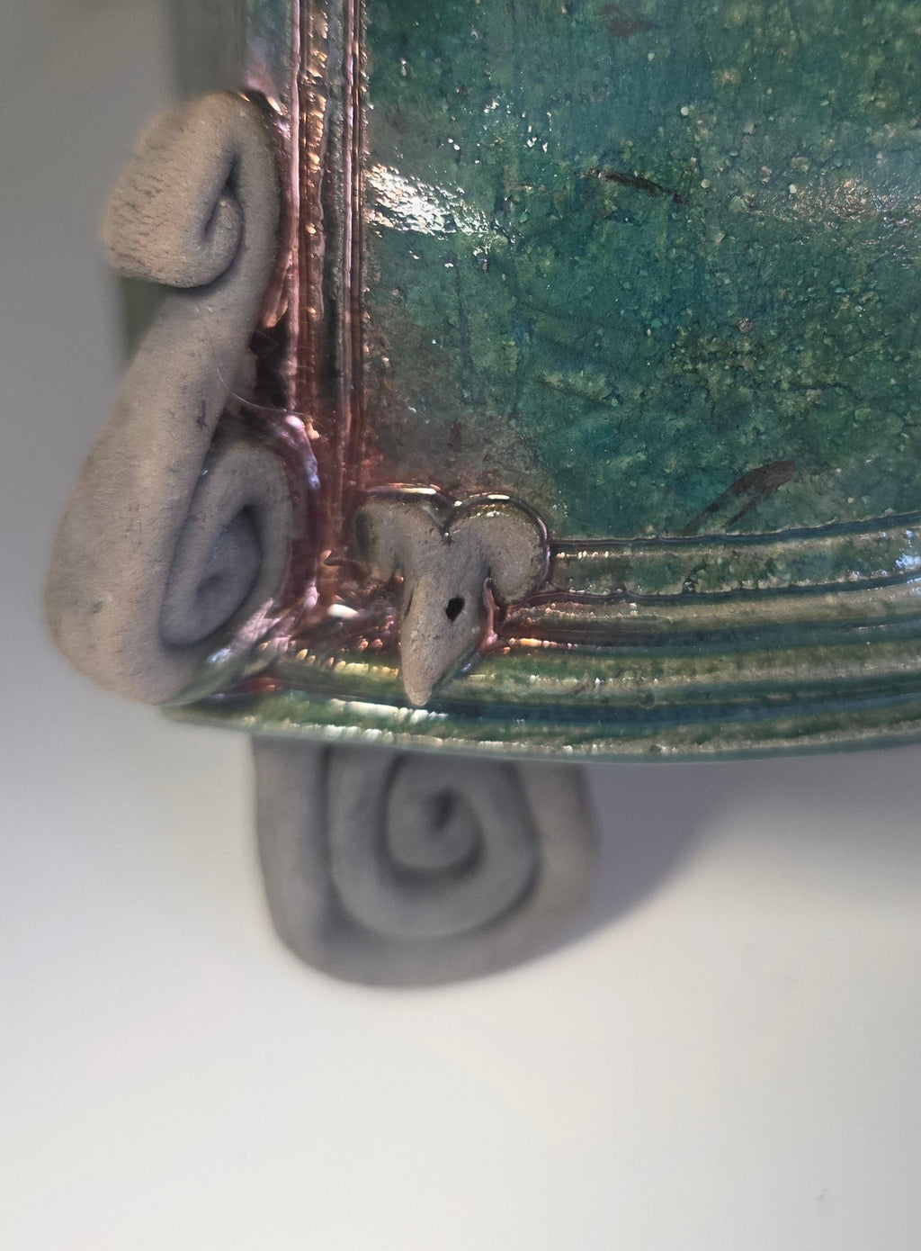 Stonesplitter - Small Dark Green and Copper Raku Clock