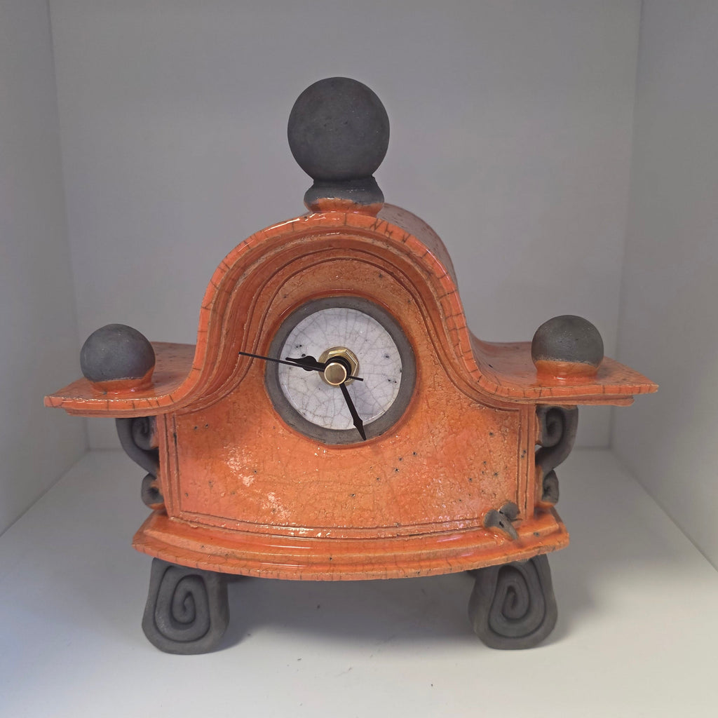 Stonesplitter - Small Orange Raku Clock