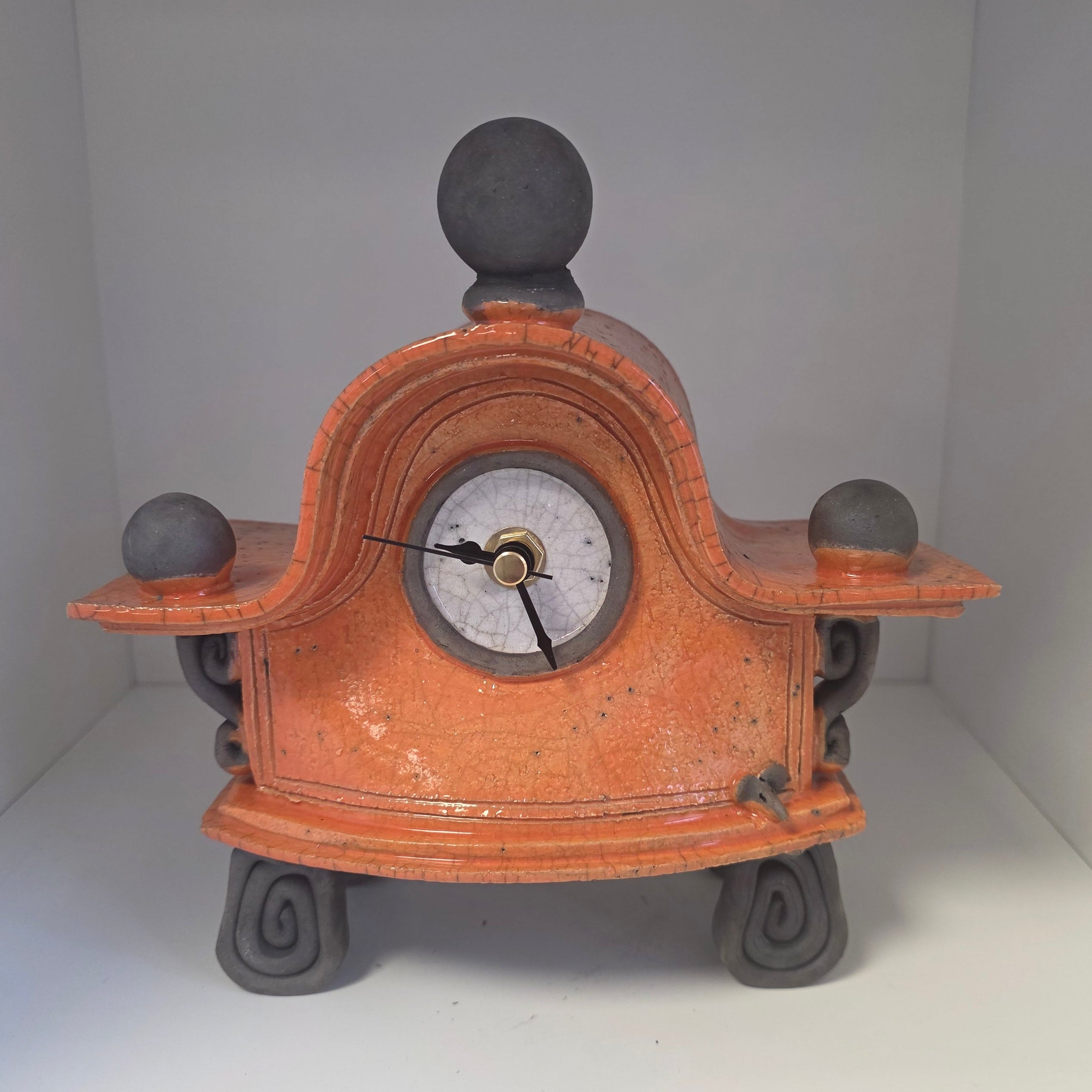 Stonesplitter - Small Orange Raku Clock