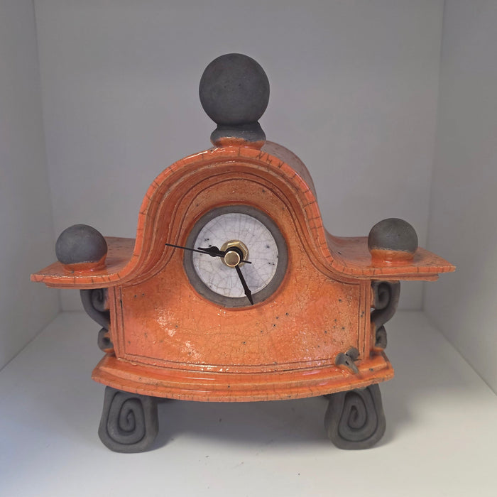 Stonesplitter - Small Orange Raku Clock