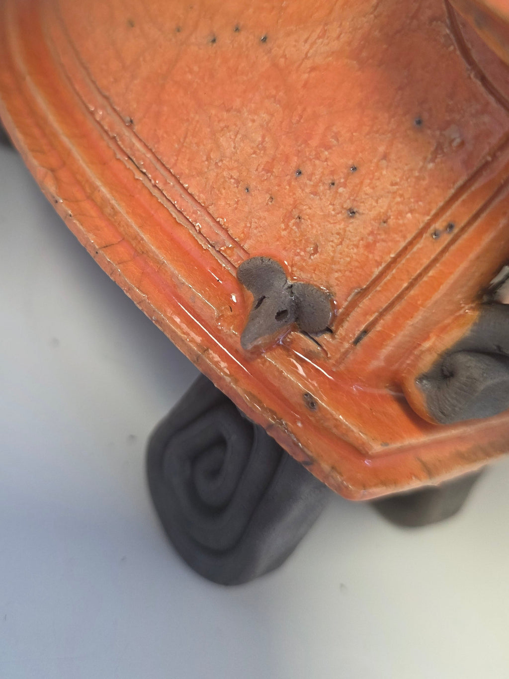 Stonesplitter - Small Orange Raku Clock