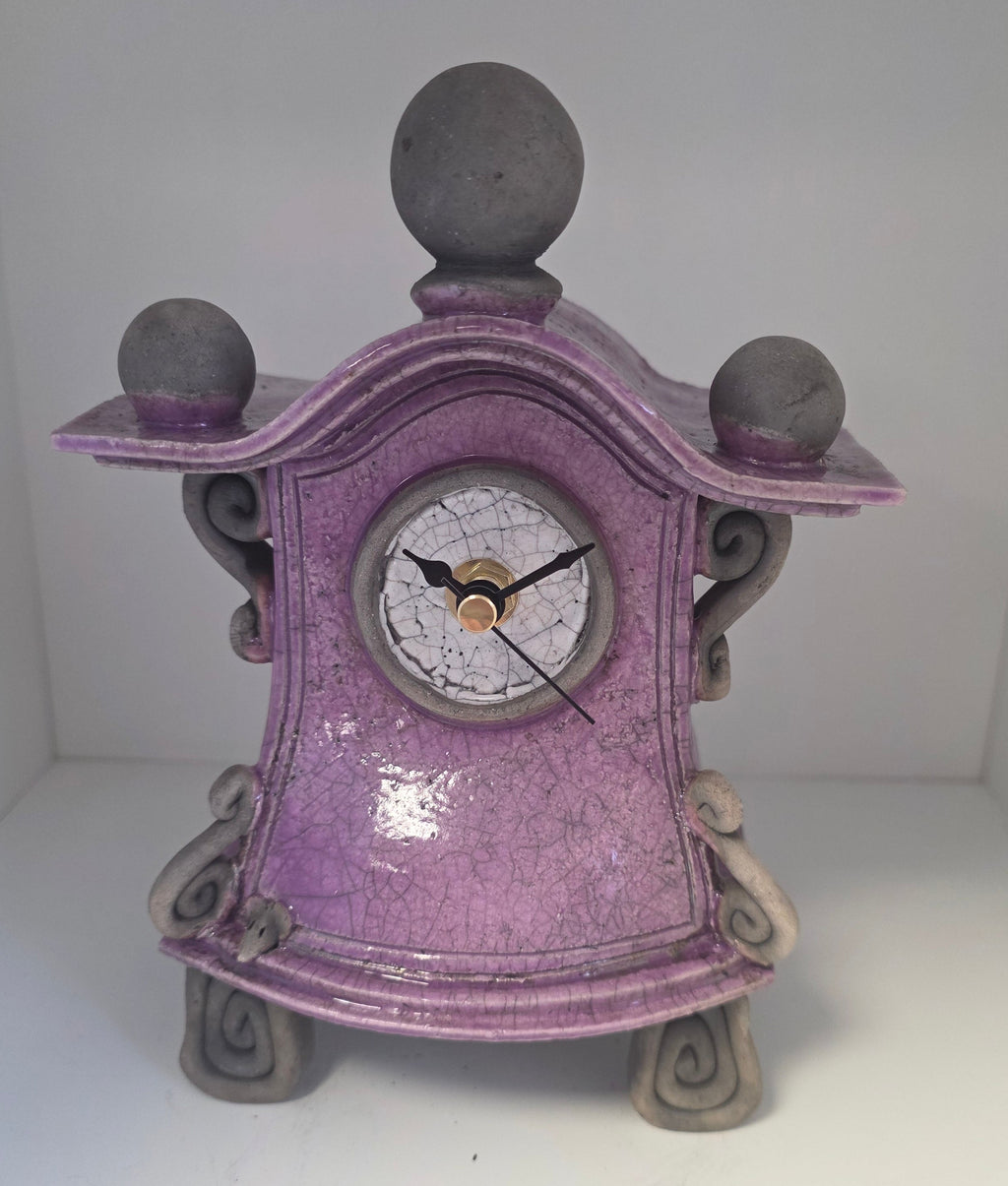 Stonesplitter - Small Purple Raku Clock