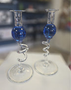 Bob Crooks- Hand Blown Britsh Made Coloured Glass Candlesticks