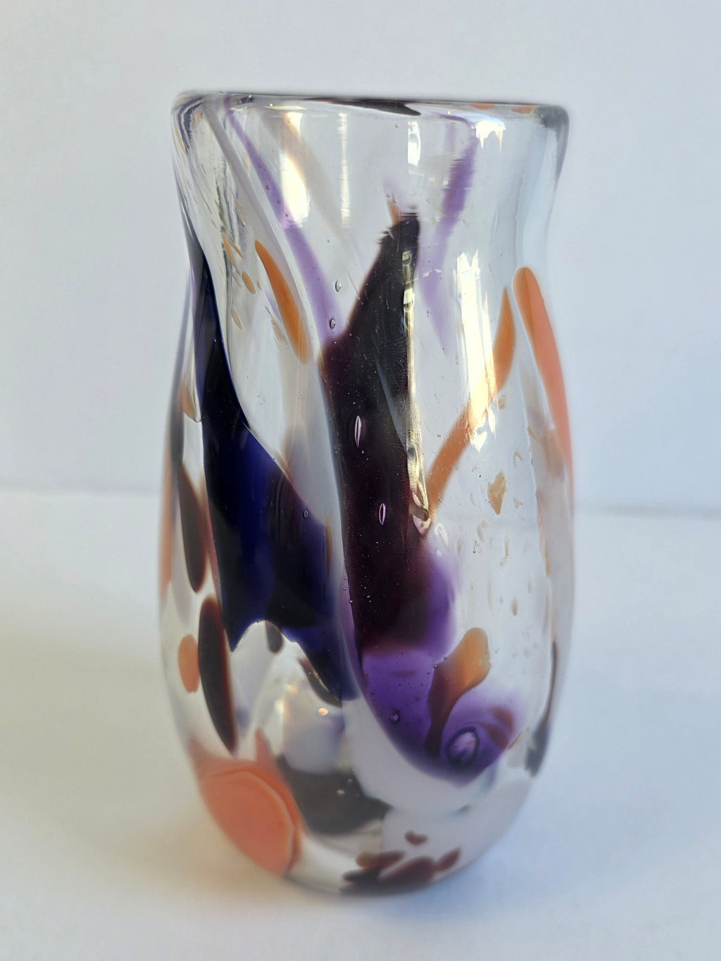 Gemma Hollis Glass - Clear Purple and Orange Vase