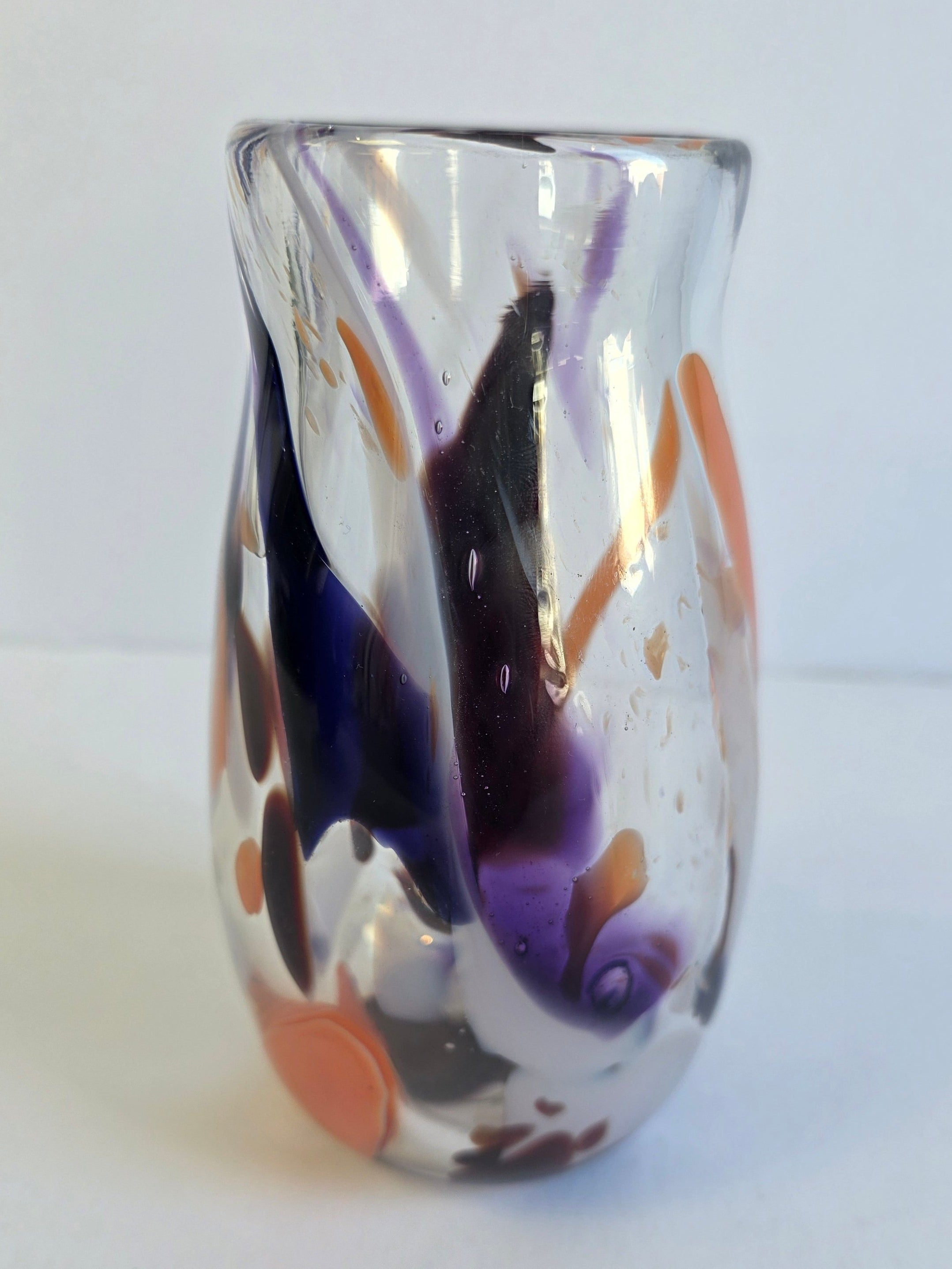 Gemma Hollis Glass - Clear Purple and Orange Vase
