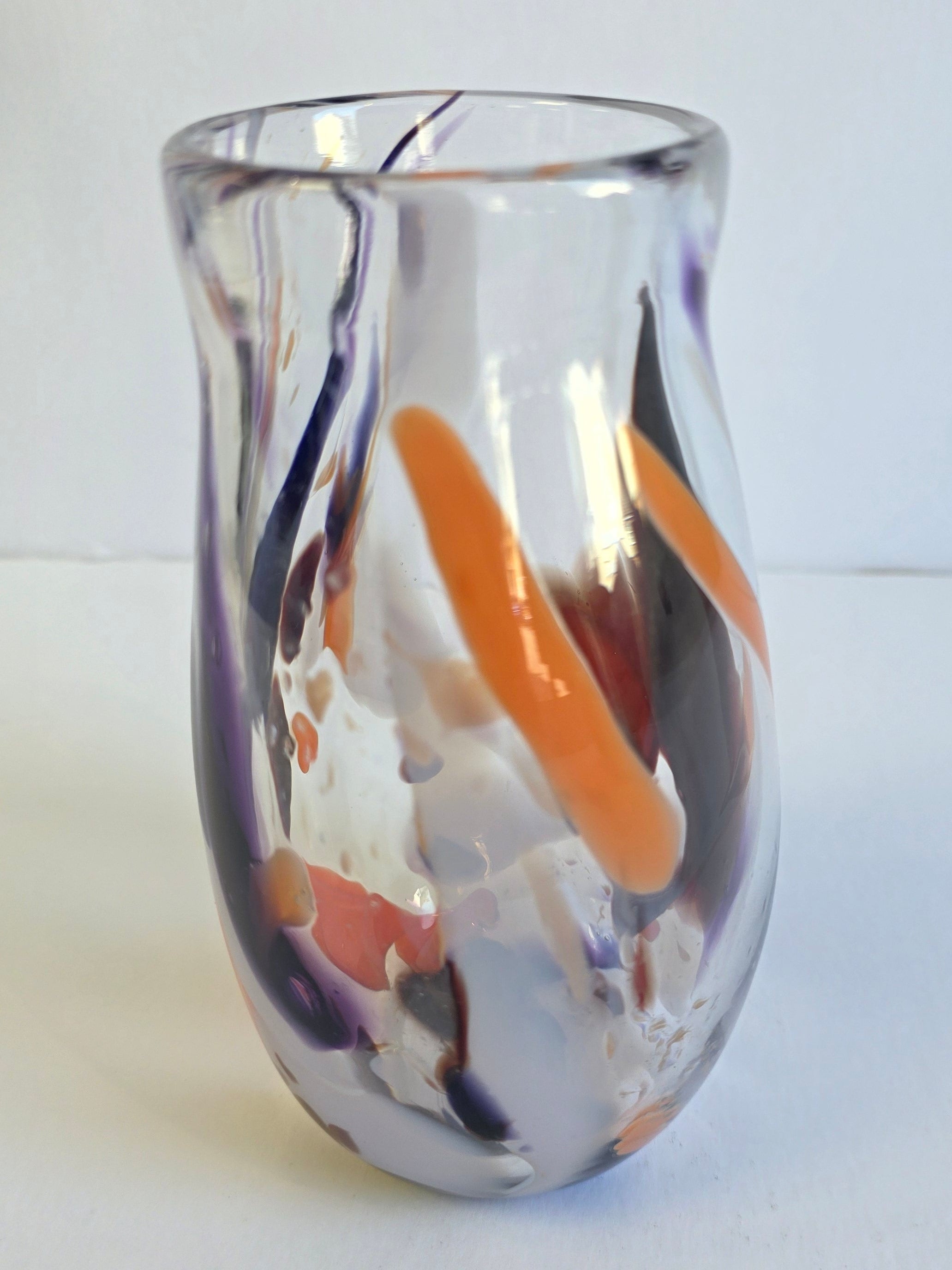 Gemma Hollis Glass - Clear Purple and Orange Vase