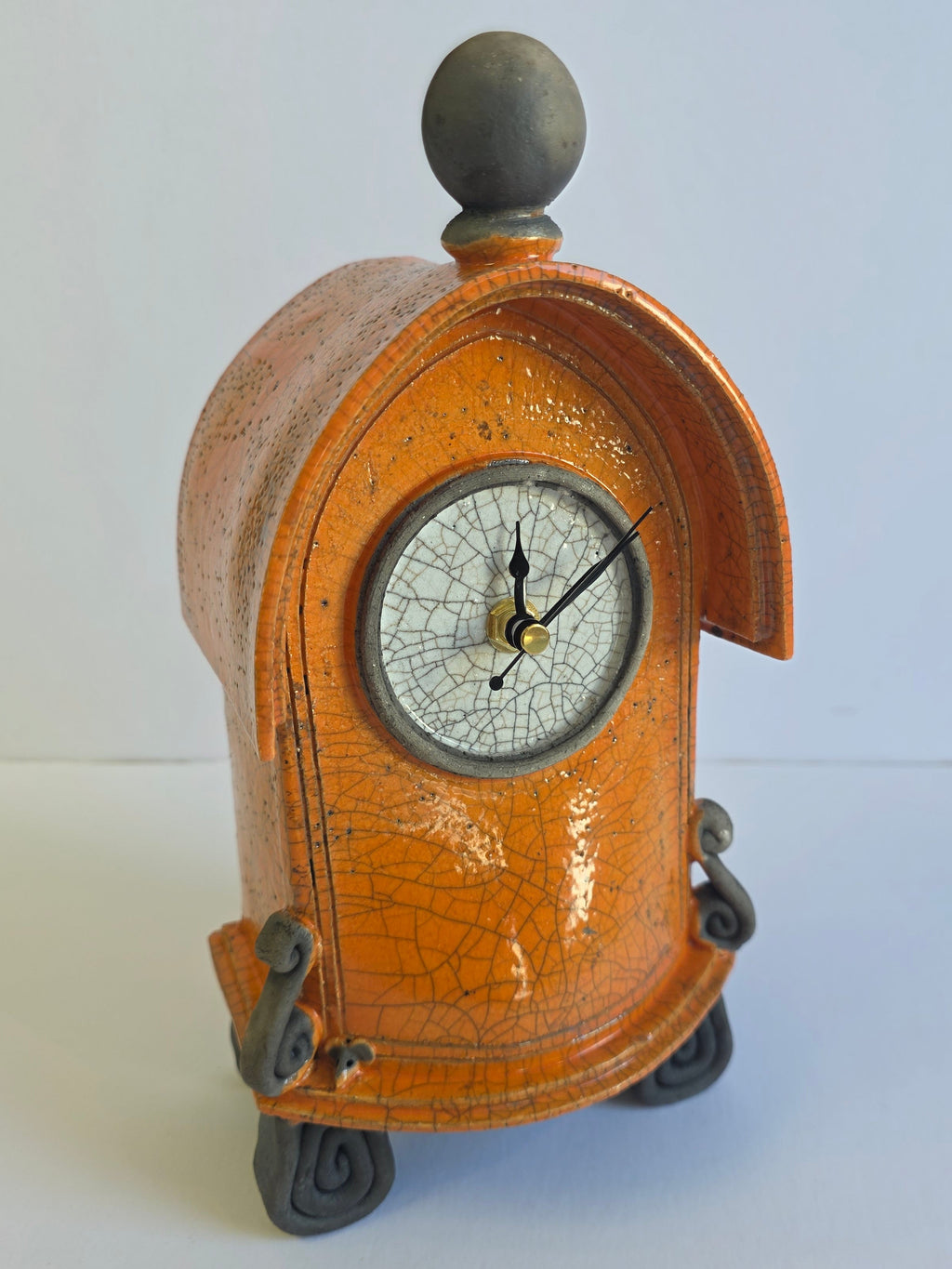 Stonesplitter - Medium Orange Raku Clock