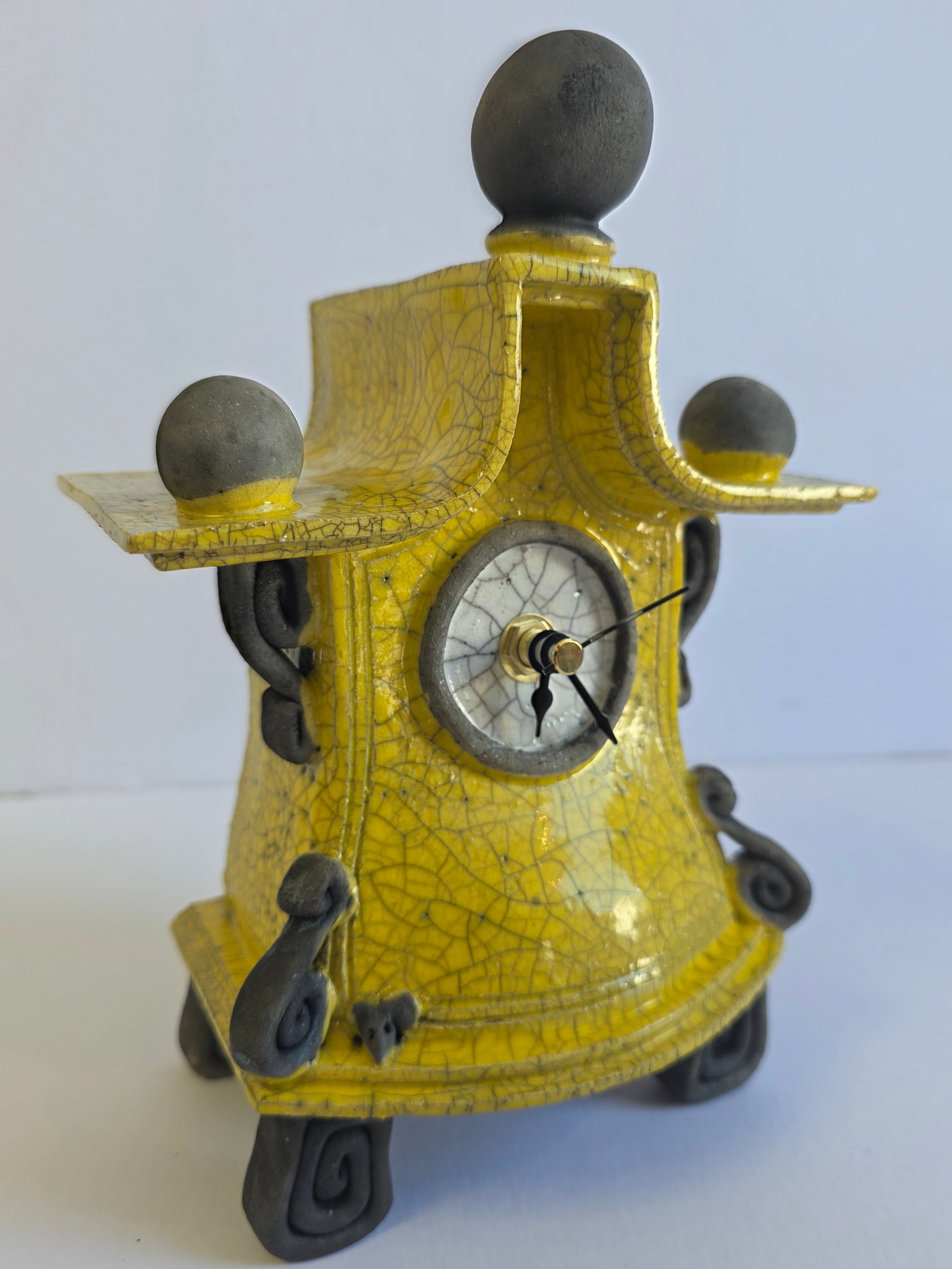 Stonesplitter - Small Yellow Raku Clock