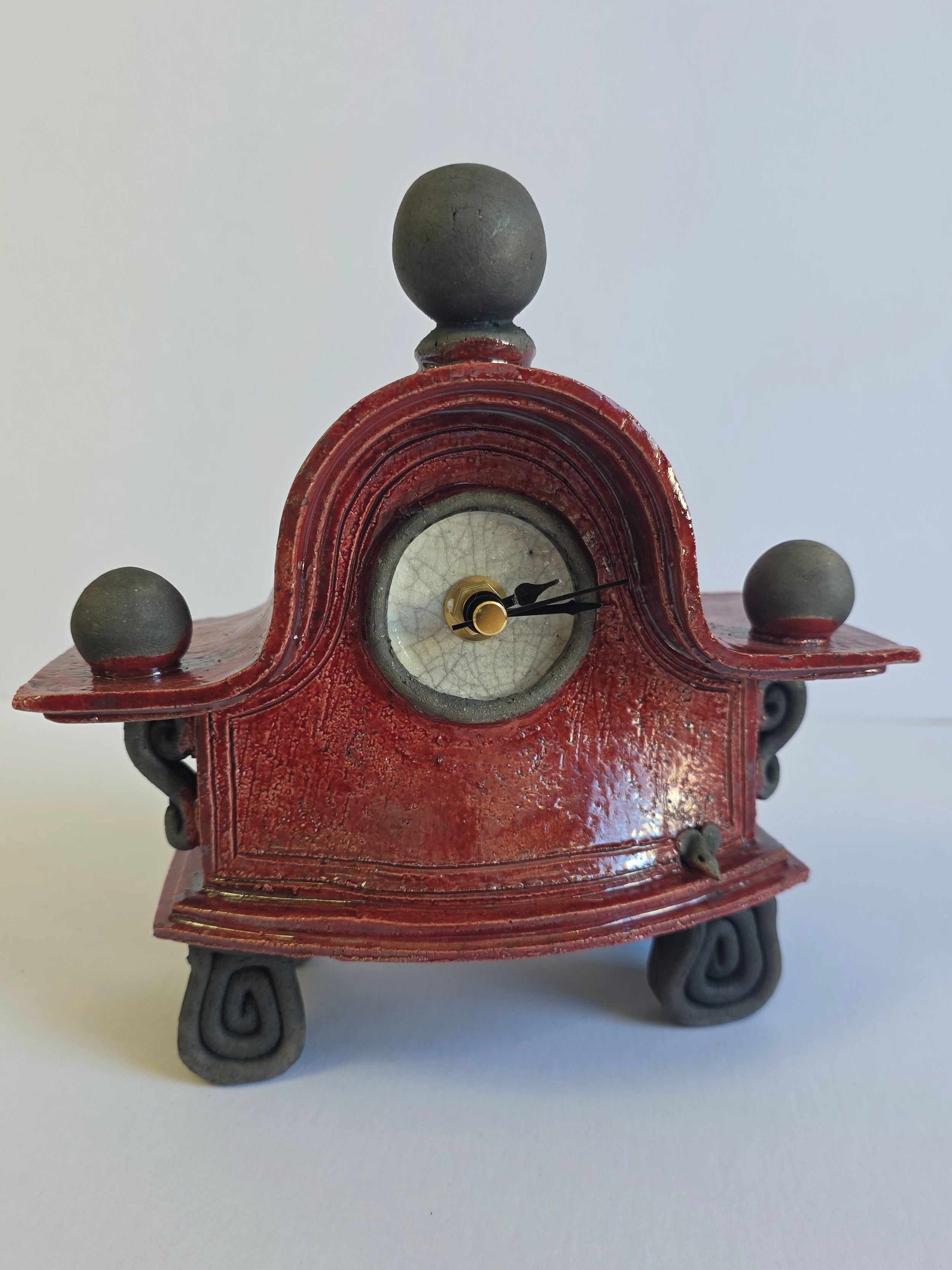 Stonesplitter - Small Red Raku Clock