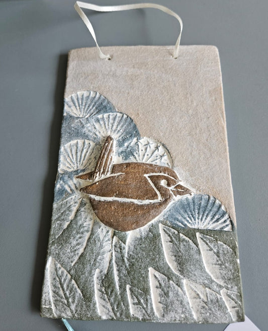 Dawn Isaac- Bird Ceramic Hanging Plaque - Wren