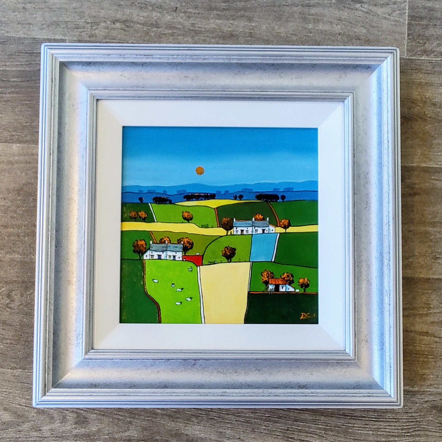 Alan Smith- Fields of Green, Framed Original Oil on Board