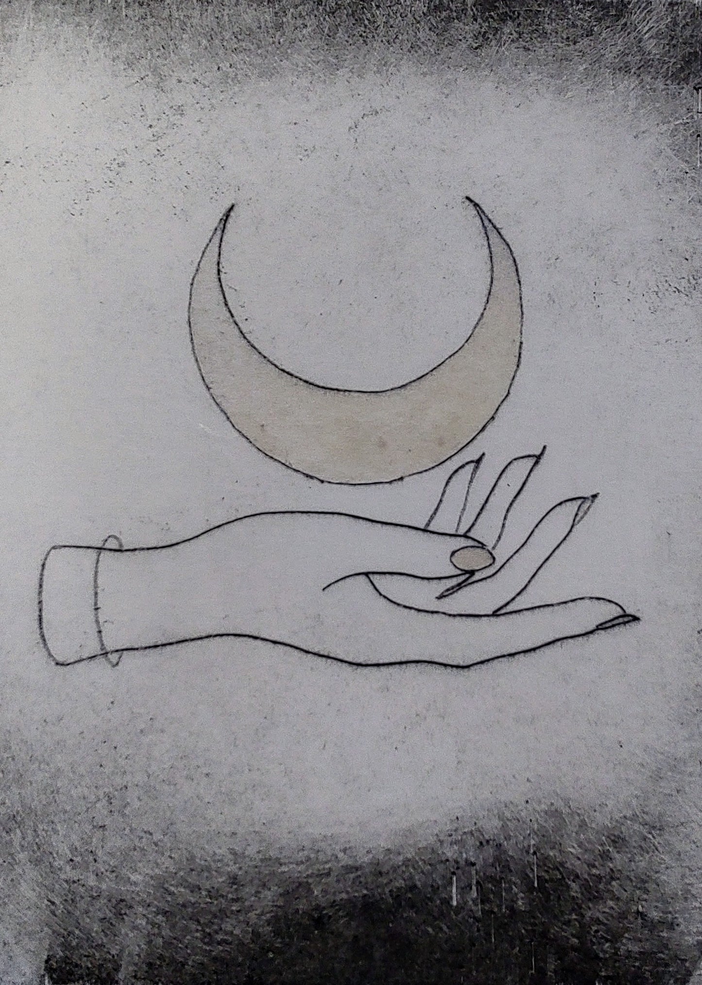 Alexander Small- Openess with Crescent Moon, Limited Edition Dry point with Ink Print