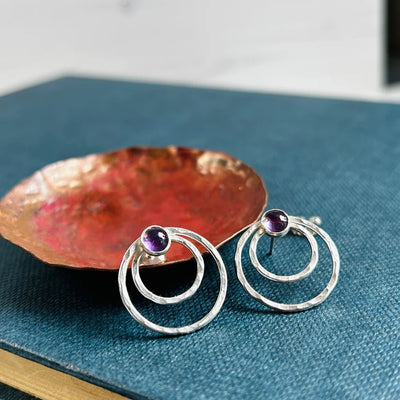 Zoe Ruth - Double Circle studs with Amethyst