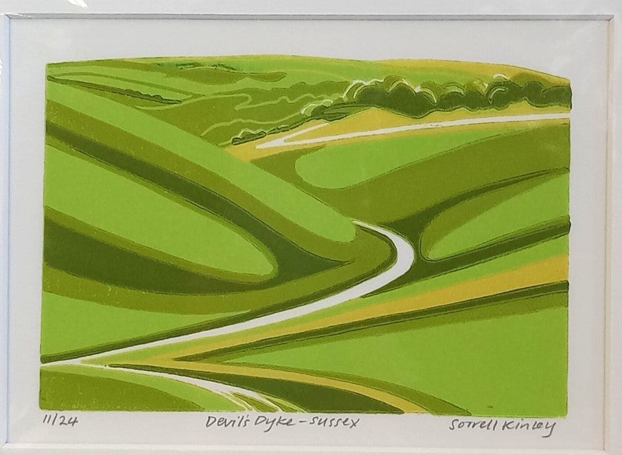 Sorrell Kinley - Devil's Dyke-Sussex, Lino Print