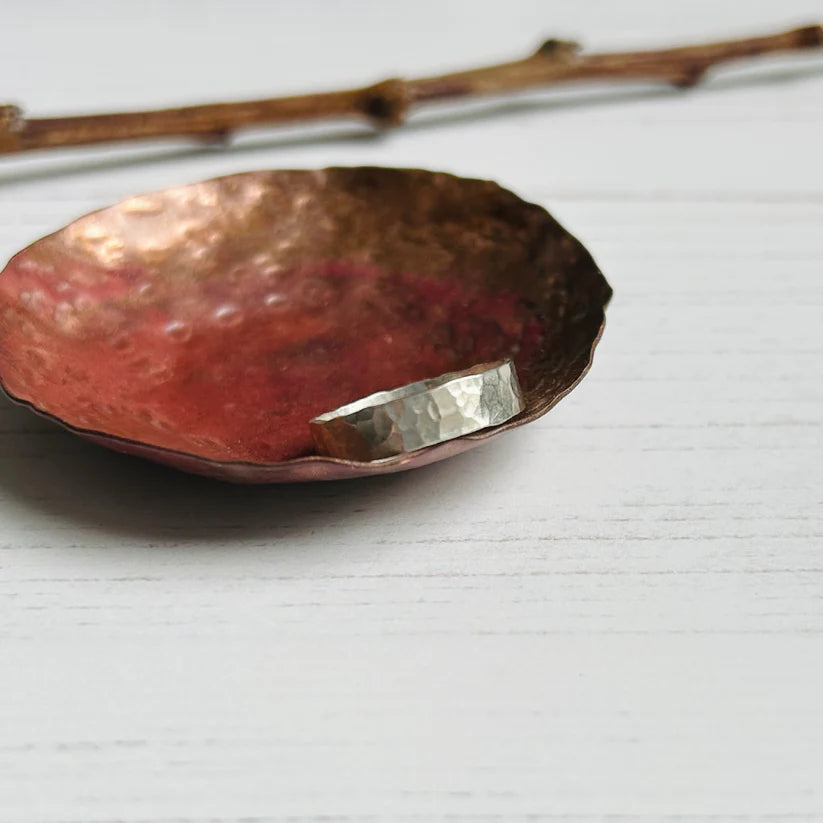 Zoe Ruth - Silver Hammered Wide Band - Size O.5