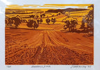 Sorrell Kinley - Haselbech Fields, Lino Print