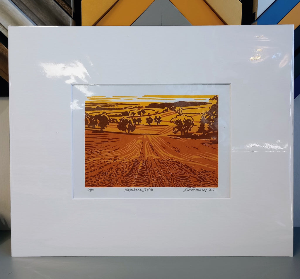 Sorrell Kinley - Haselbech Fields, Lino Print