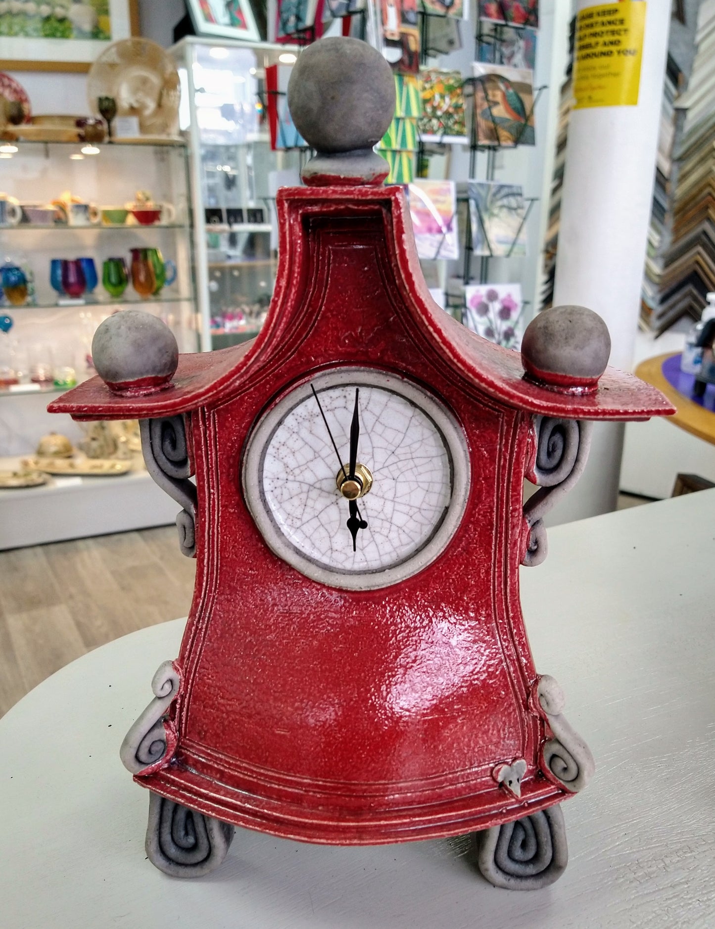 Stonesplitter- Medium Red Raku Clock