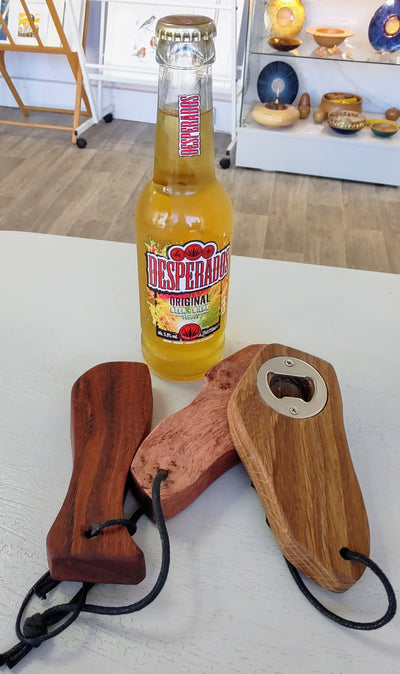 From The Shed- Hand Turned Reclaimed Wooden Chunky Bottle Opener, African Rosewood - Primrose Gallery and Framing 