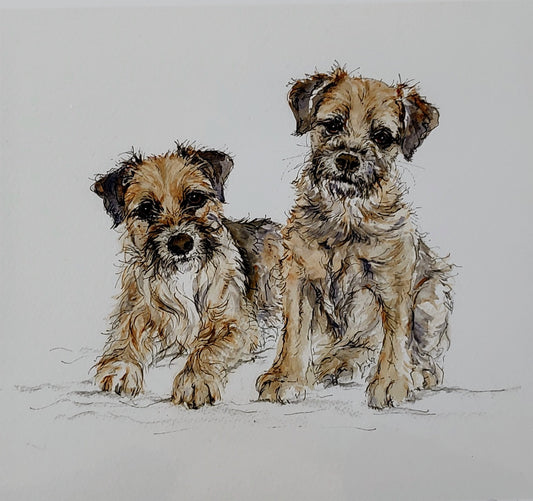 Anne Gilbert- Pals, Limited Edition Print of Two Terriers