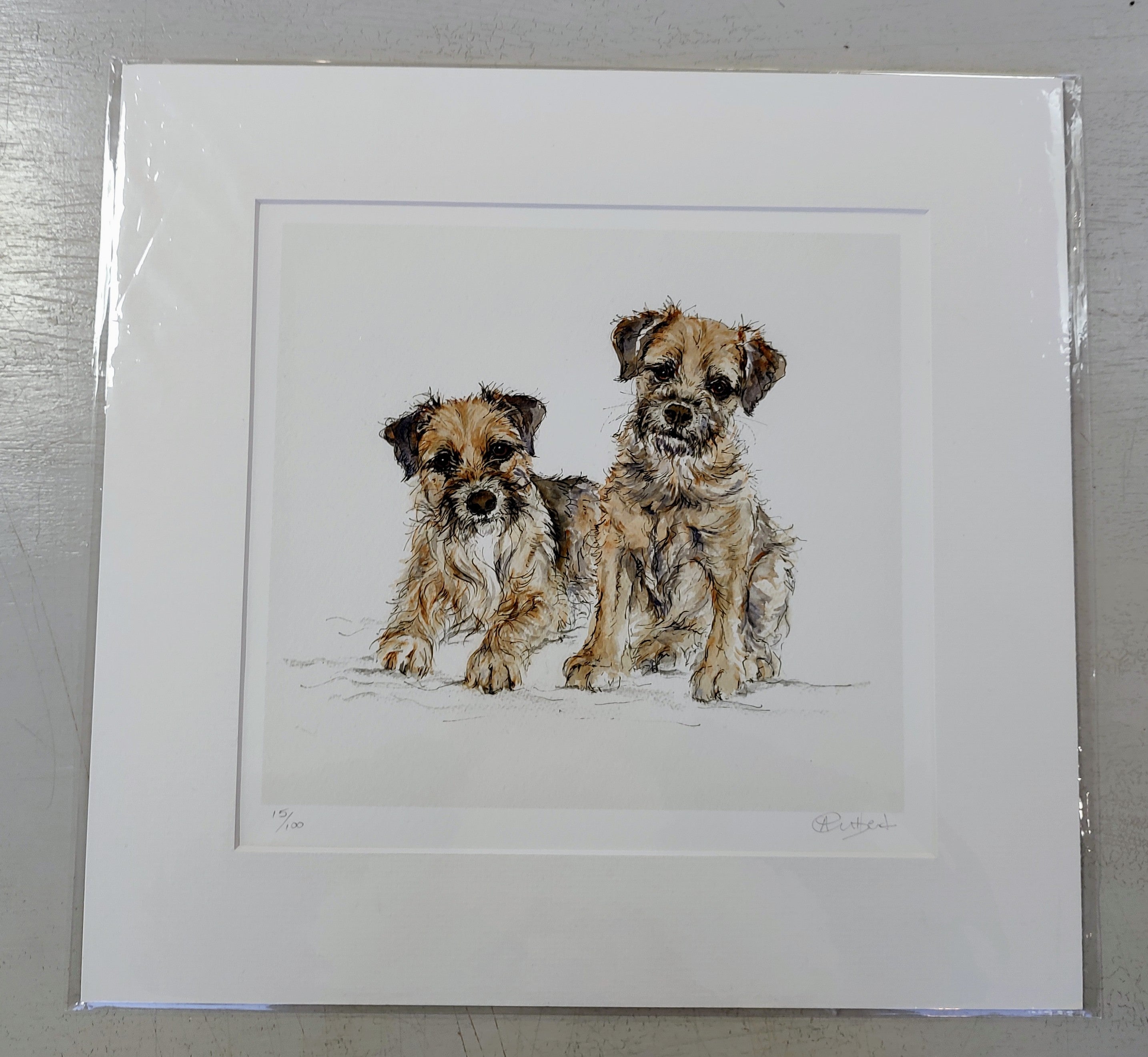 Anne Gilbert- Pals, Limited Edition Print of Two Terriers - Primrose Gallery and Framing 