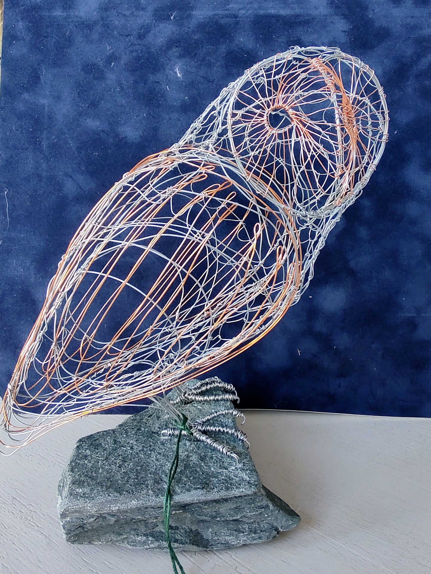 Laura Partington- Barn Owl on Slate Wire Sculpture